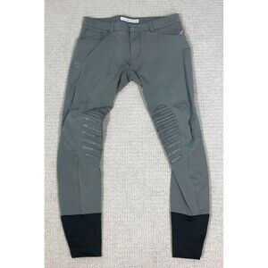 Animo Breeches Womens Gray Size IT 50 Knee Grip Italy Horse Riding READ